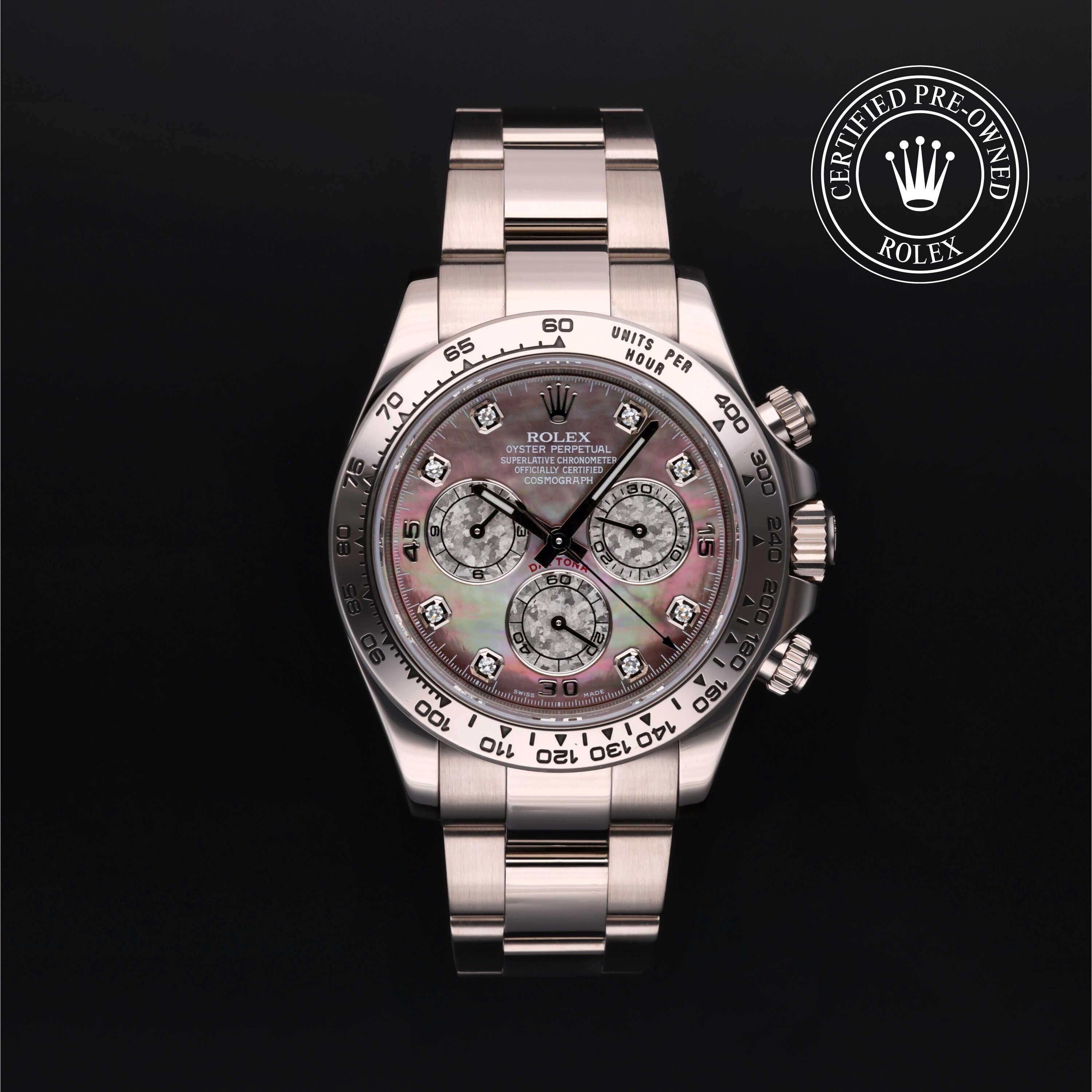 Rolex Certified Pre-owned Daytona M116509-0036 front on black background