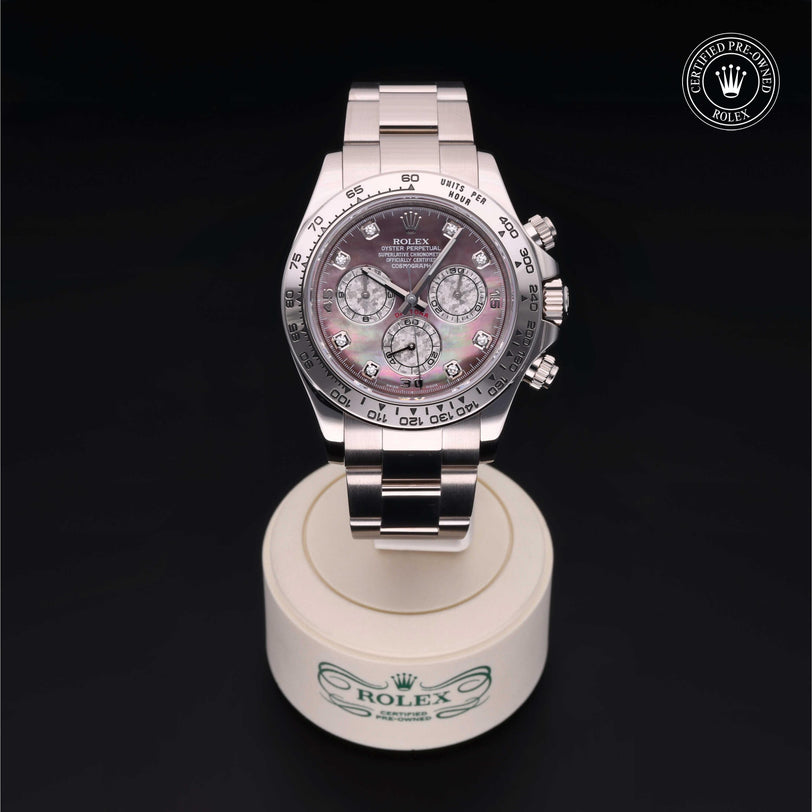 Rolex Certified Pre-owned Daytona M116509-0036 front on black background