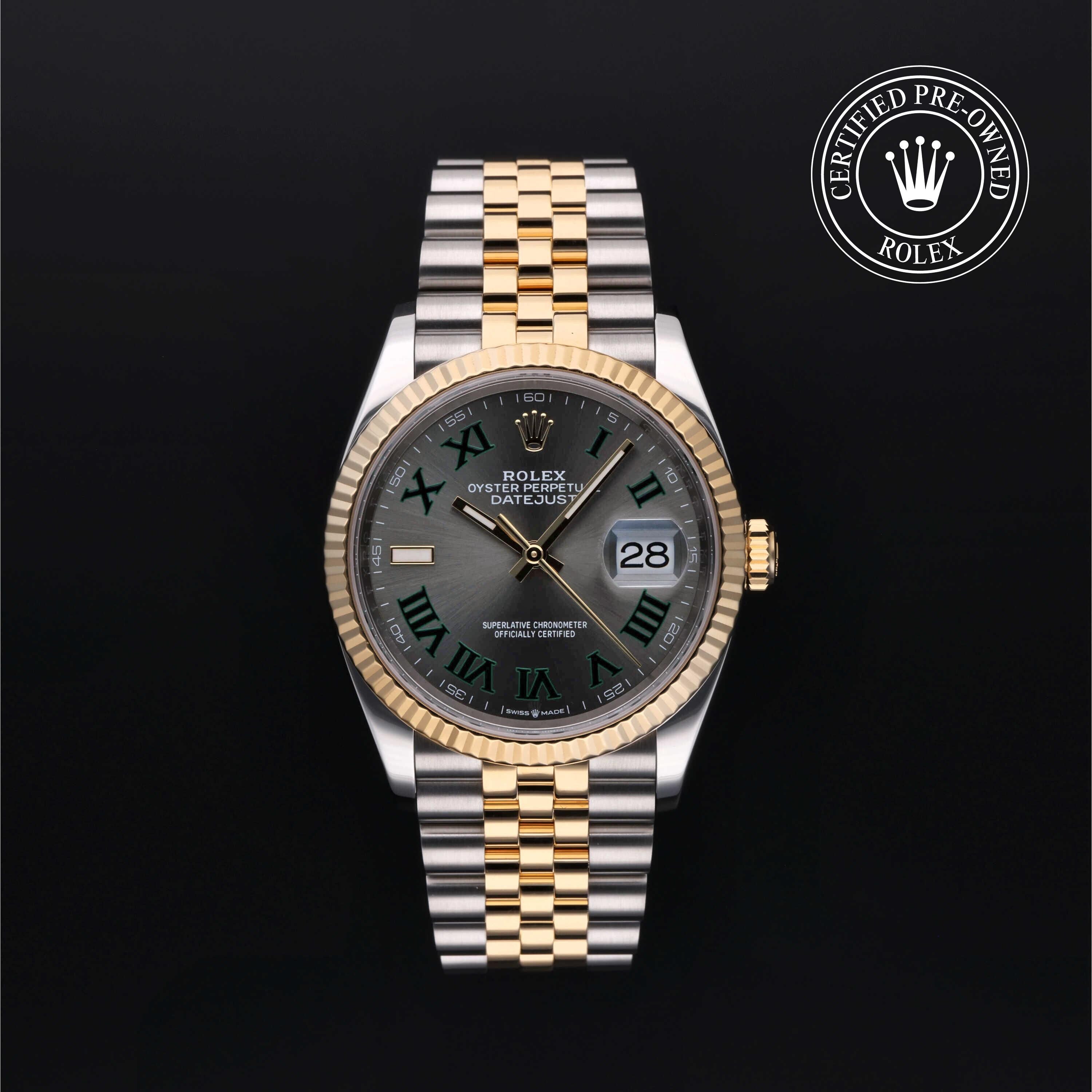 Rolex Certified Pre-owned Datejust M126233-0035 front on black background