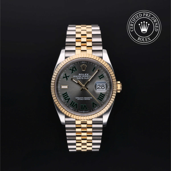 Rolex Certified Pre-owned Datejust M126233-0035 front on black background