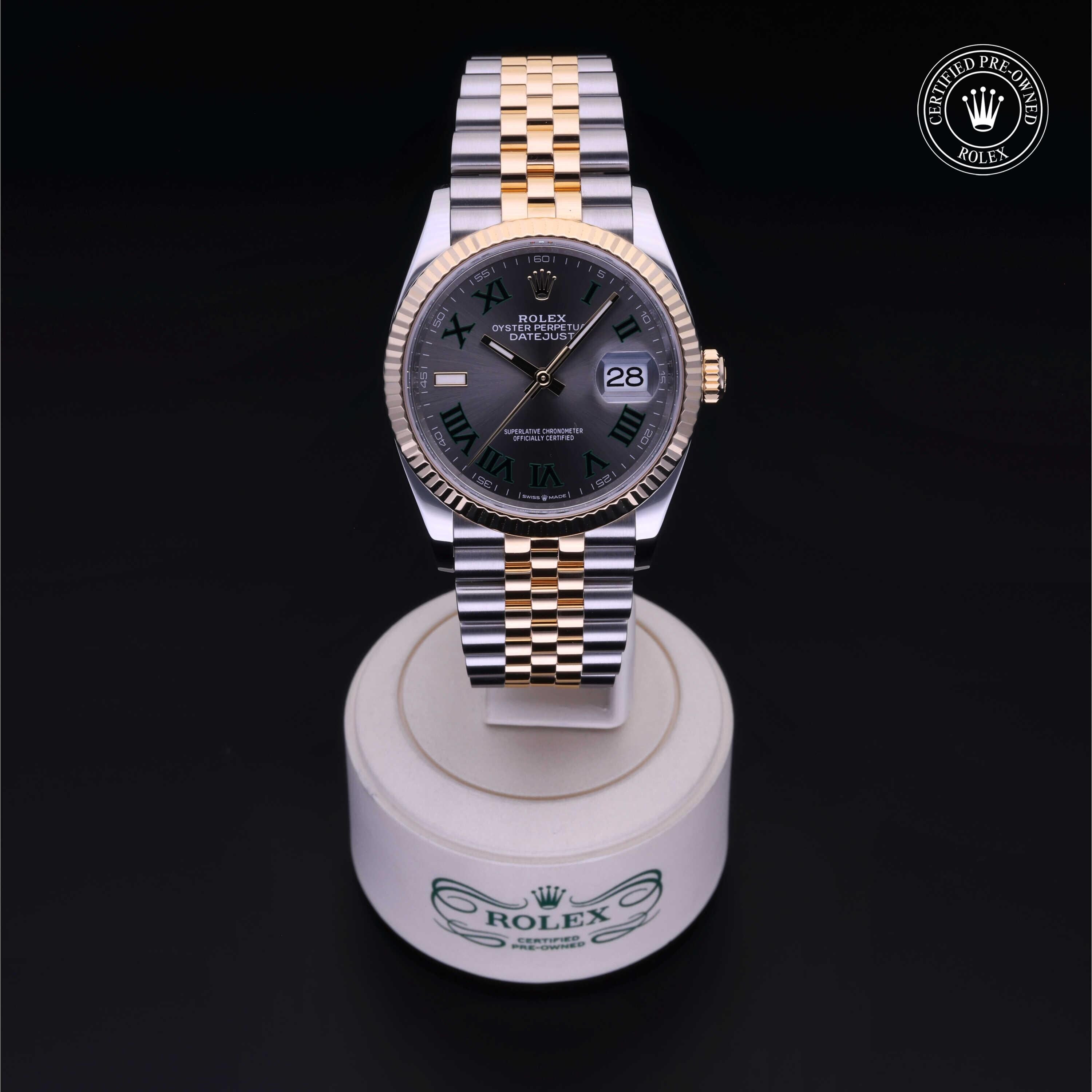 Rolex Certified Pre-owned Datejust M126233-0035 front on black background