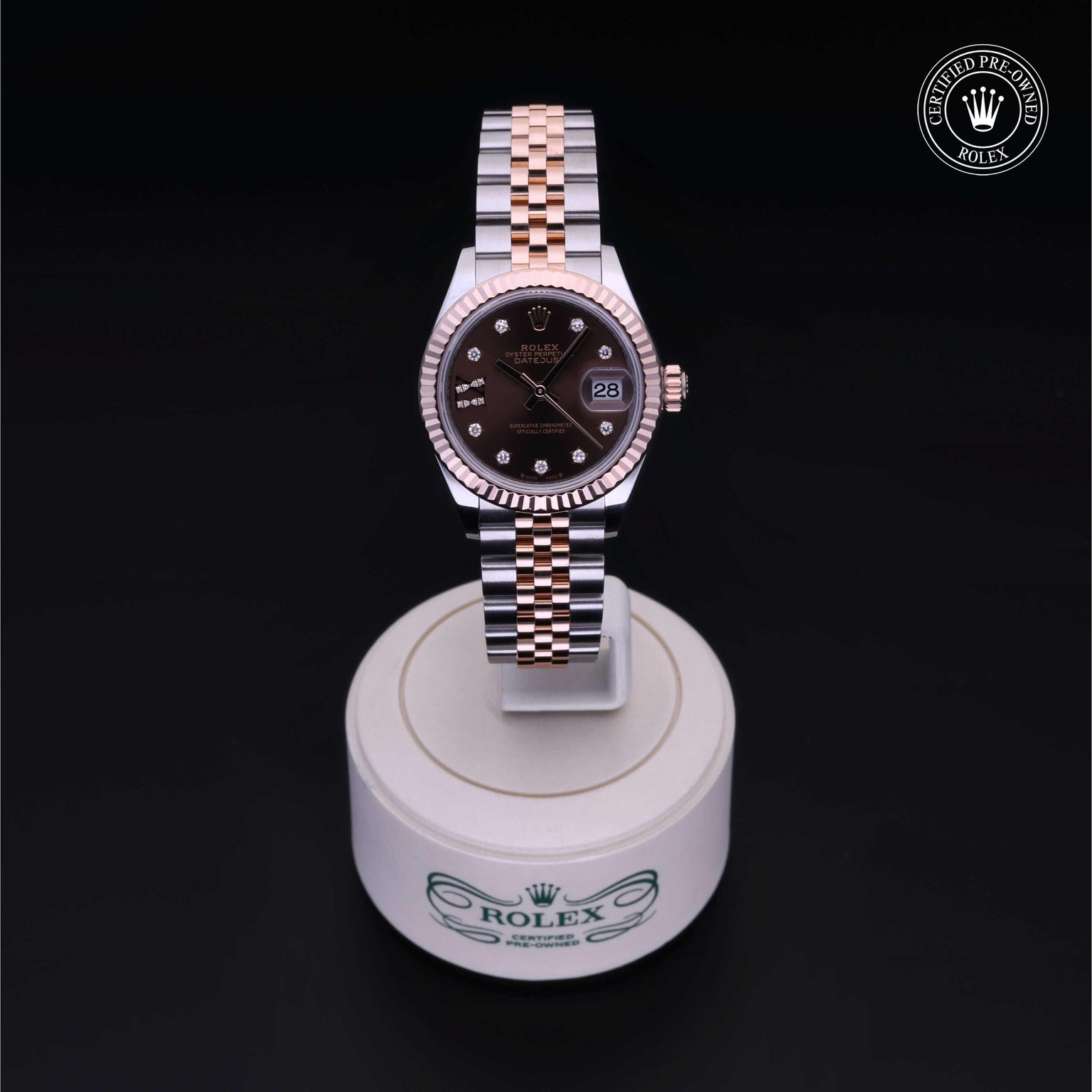 Rolex Certified Pre-owned Lady Datejust M279171-0003 front on black background