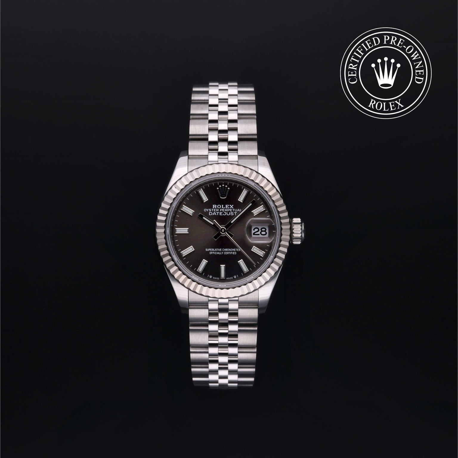 Rolex Certified Pre-owned Lady Datejust M279174-0011 front on black background
