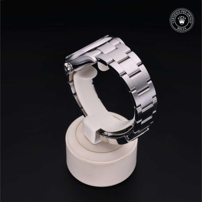 Rolex Certified Pre-owned Oyster Perpetual M126000-0008 front on black background