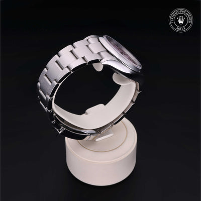 Rolex Certified Pre-owned Oyster Perpetual M126000-0008 front on black background