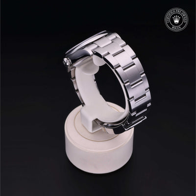 Rolex Certified Pre-owned Oyster Perpetual M126000-0008 front on black background