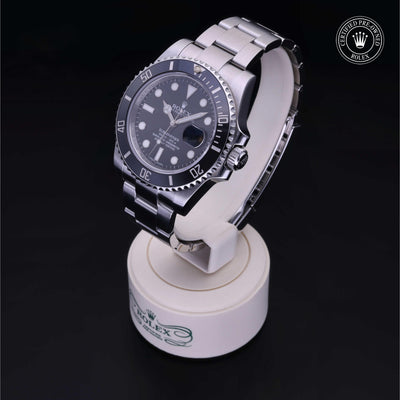 Rolex Certified Pre-owned Submariner M116610LN-0001 front on black background