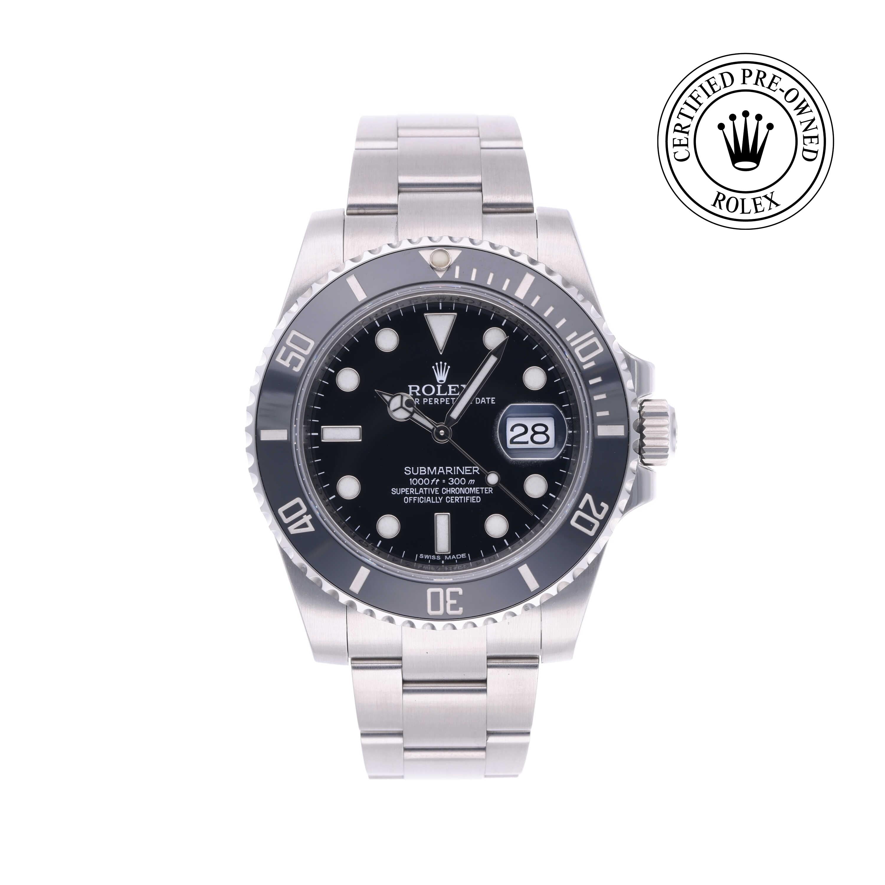 Rolex Certified Pre-owned Submariner M116610LN-0001 front on white background