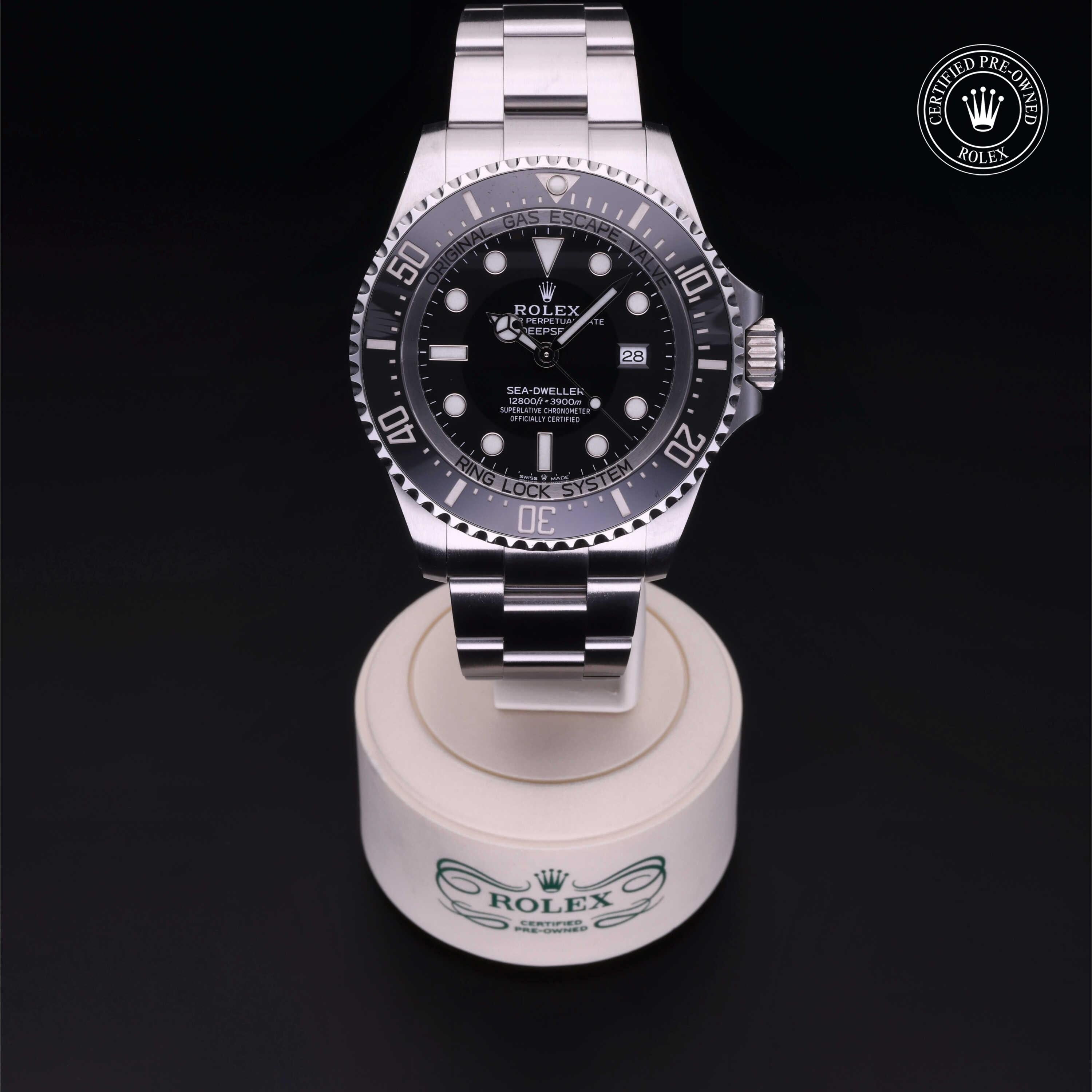 Rolex Certified Pre-owned Sea-Dweller M126660-0001 front on black background