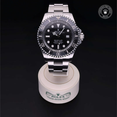 Rolex Certified Pre-owned Sea-Dweller M126660-0001 front on black background