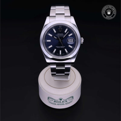 Rolex Certified Pre-owned Datejust M116300-0005 front on black background
