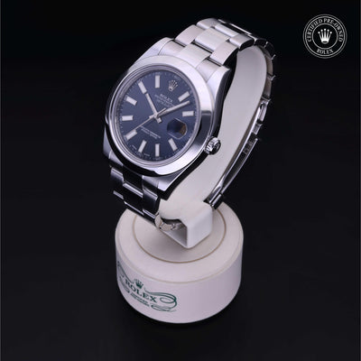 Rolex Certified Pre-owned Datejust M116300-0005 front on black background