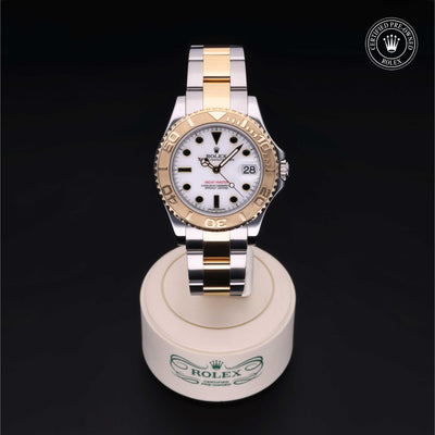 Rolex Certified Pre-owned Yacht-Master M168623-0009 front on black background