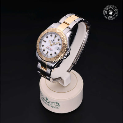 Rolex Certified Pre-owned Yacht-Master M168623-0009 front on black background