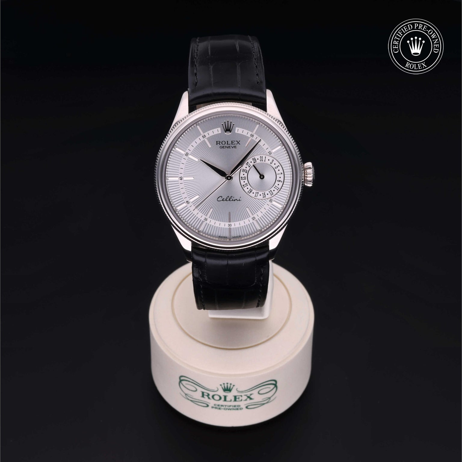 Rolex Certified Pre-owned Cellini M50519-0004 front on black background