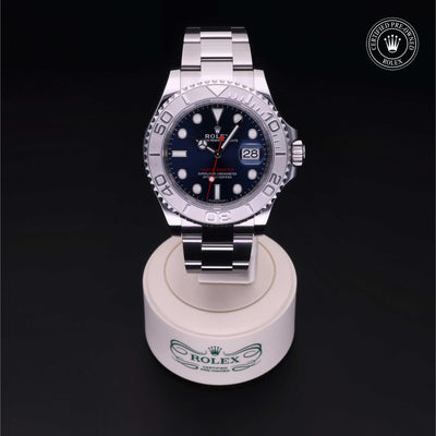 Rolex Certified Pre-owned Yacht-Master M116622-0001 front on black background