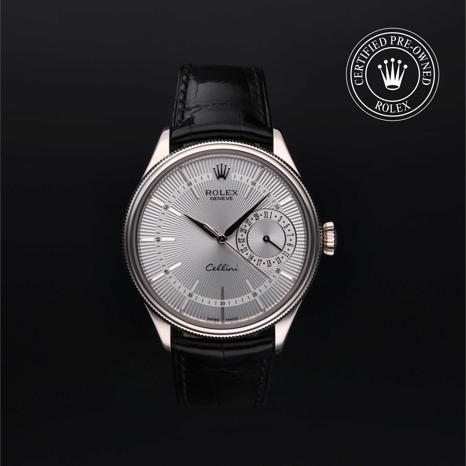 Rolex Certified Pre-owned Cellini M50519-0004 front on black background