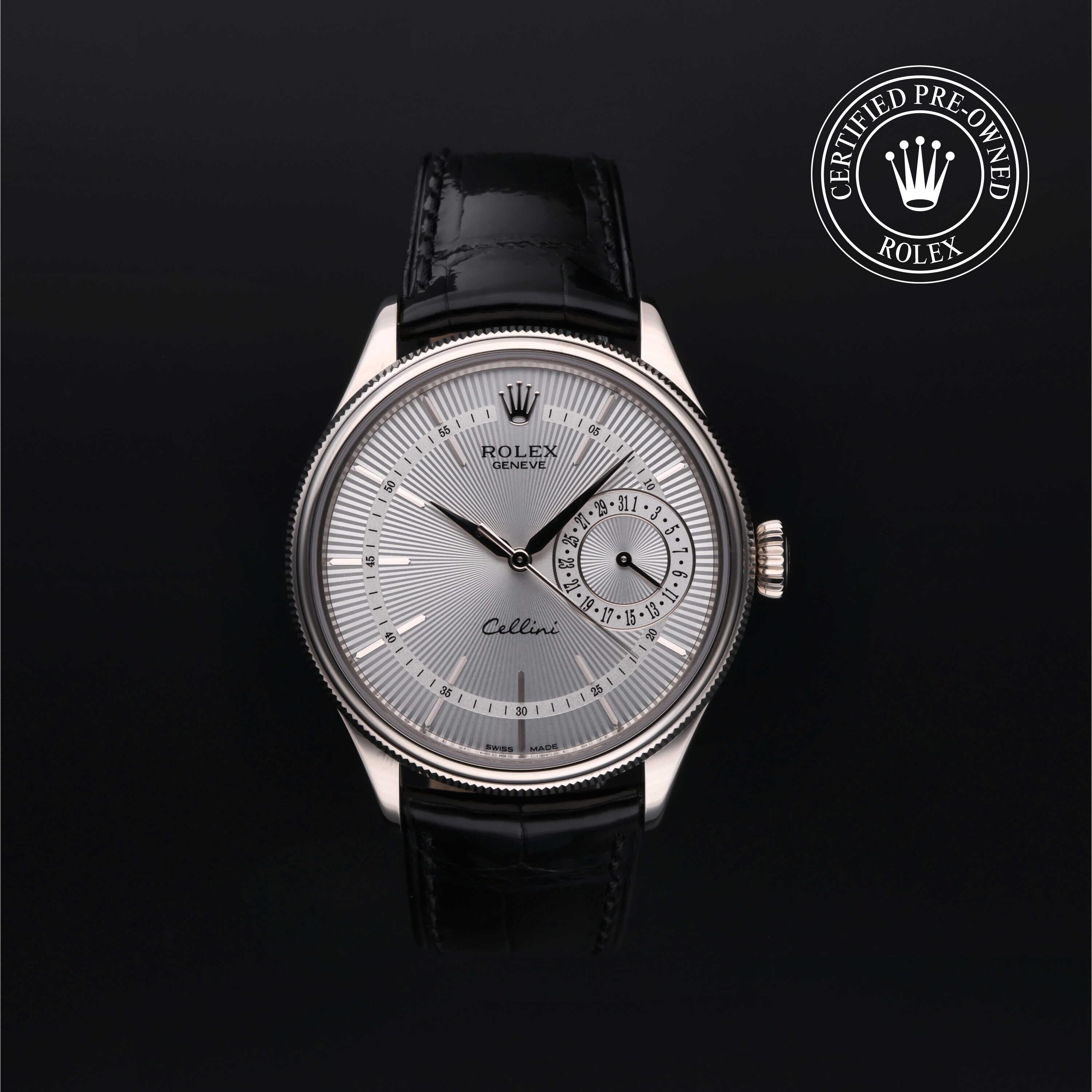 Rolex Certified Pre-owned Cellini M50519-0004 front on black background