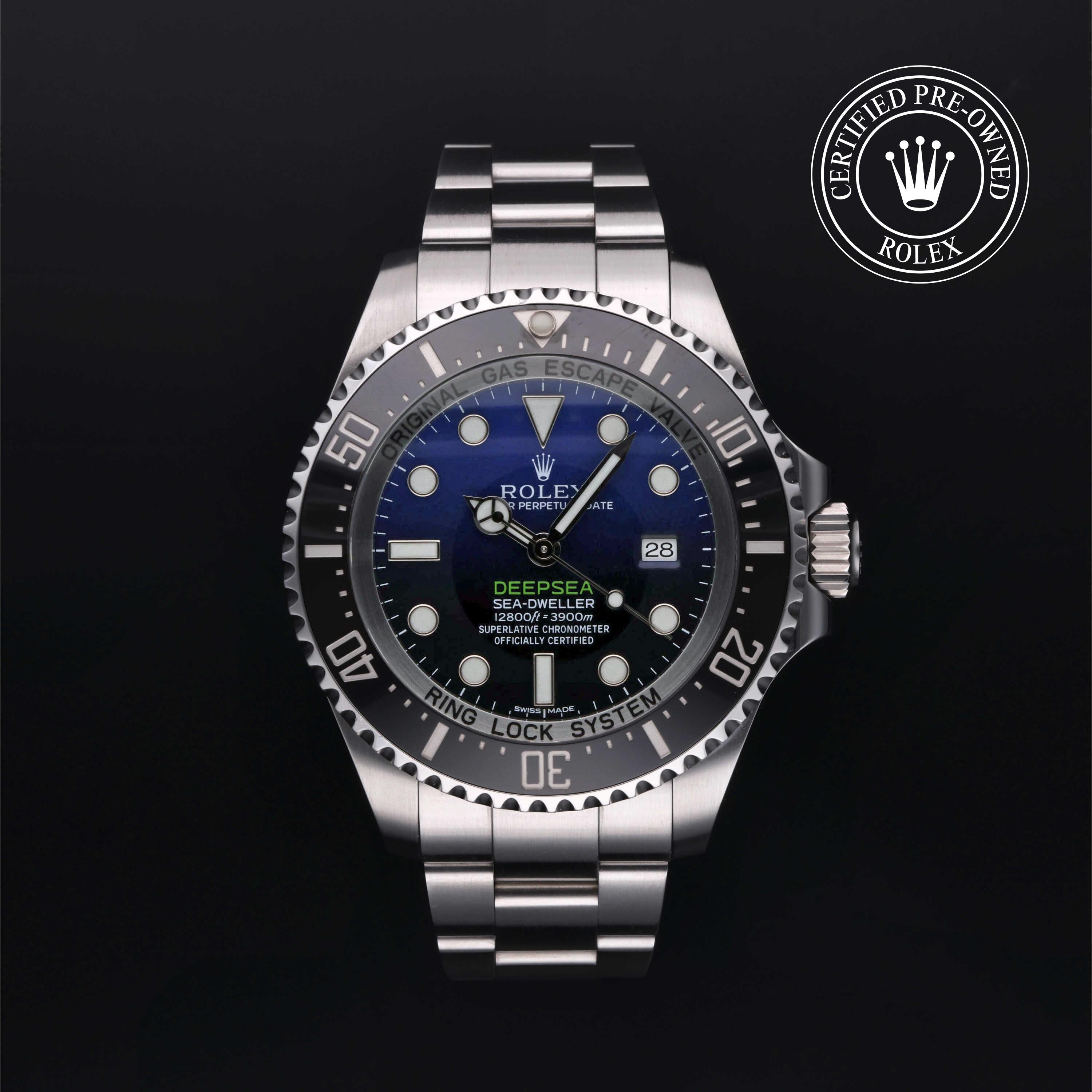 Rolex Certified Pre-owned Sea-Dweller M116660-0003 front on black background
