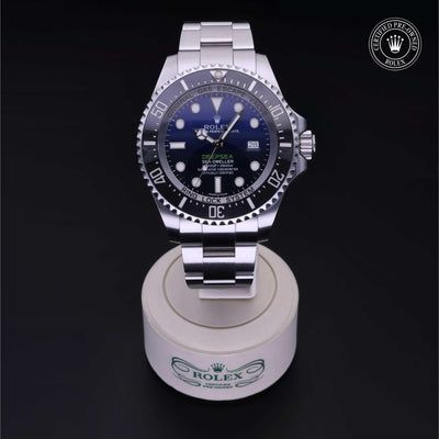 Rolex Certified Pre-owned Sea-Dweller M116660-0003 front on black background