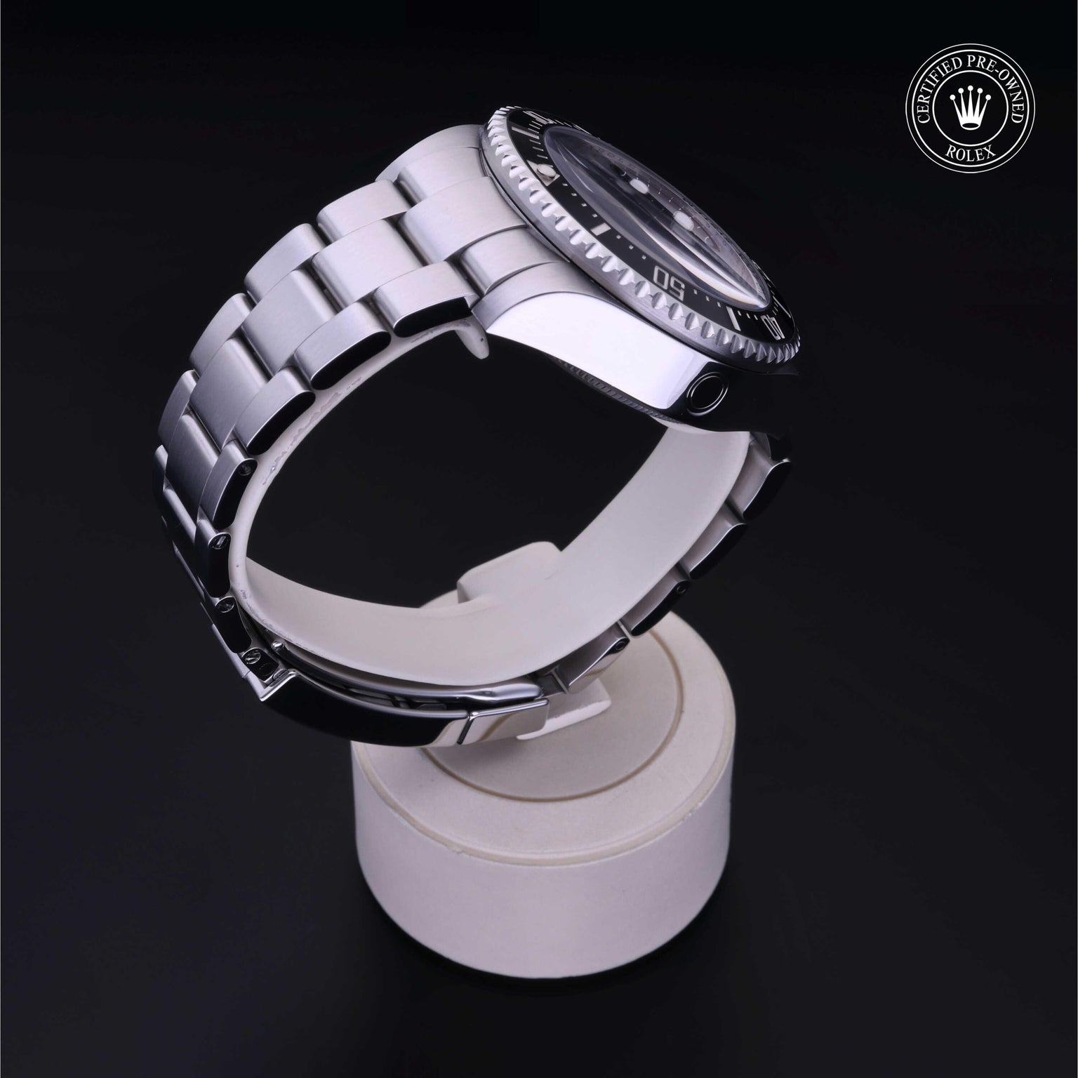 Rolex Certified Pre-owned Sea-Dweller M116660-0003 front on black background
