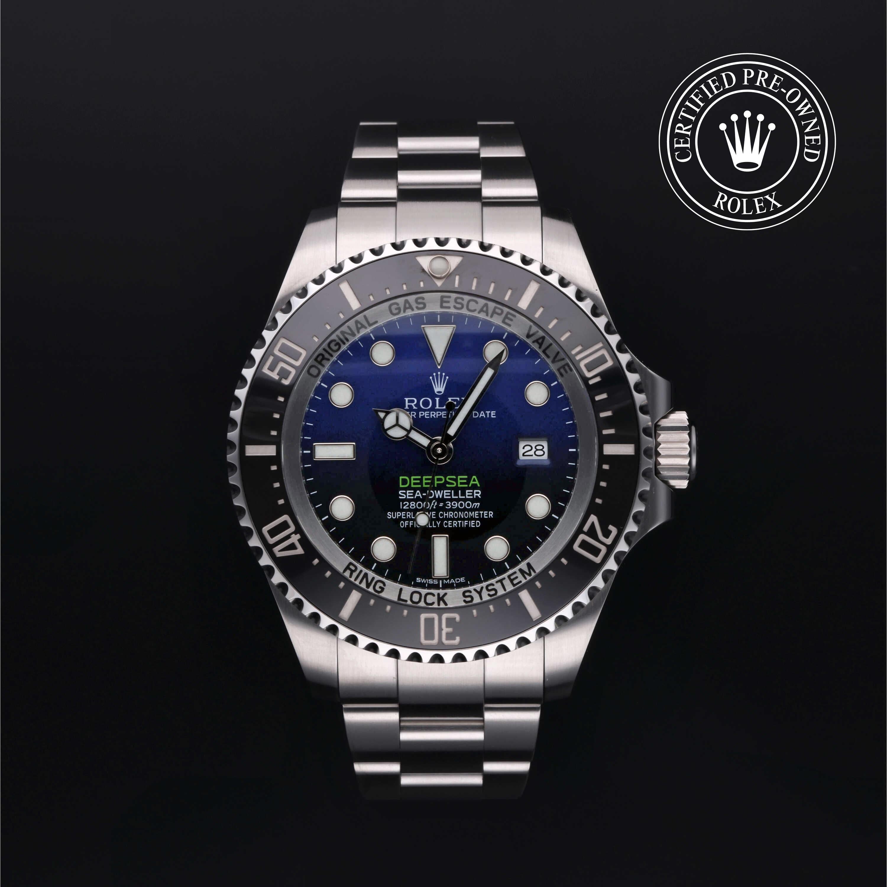 Rolex Certified Pre-owned Sea-Dweller M116660-0003 front on black background