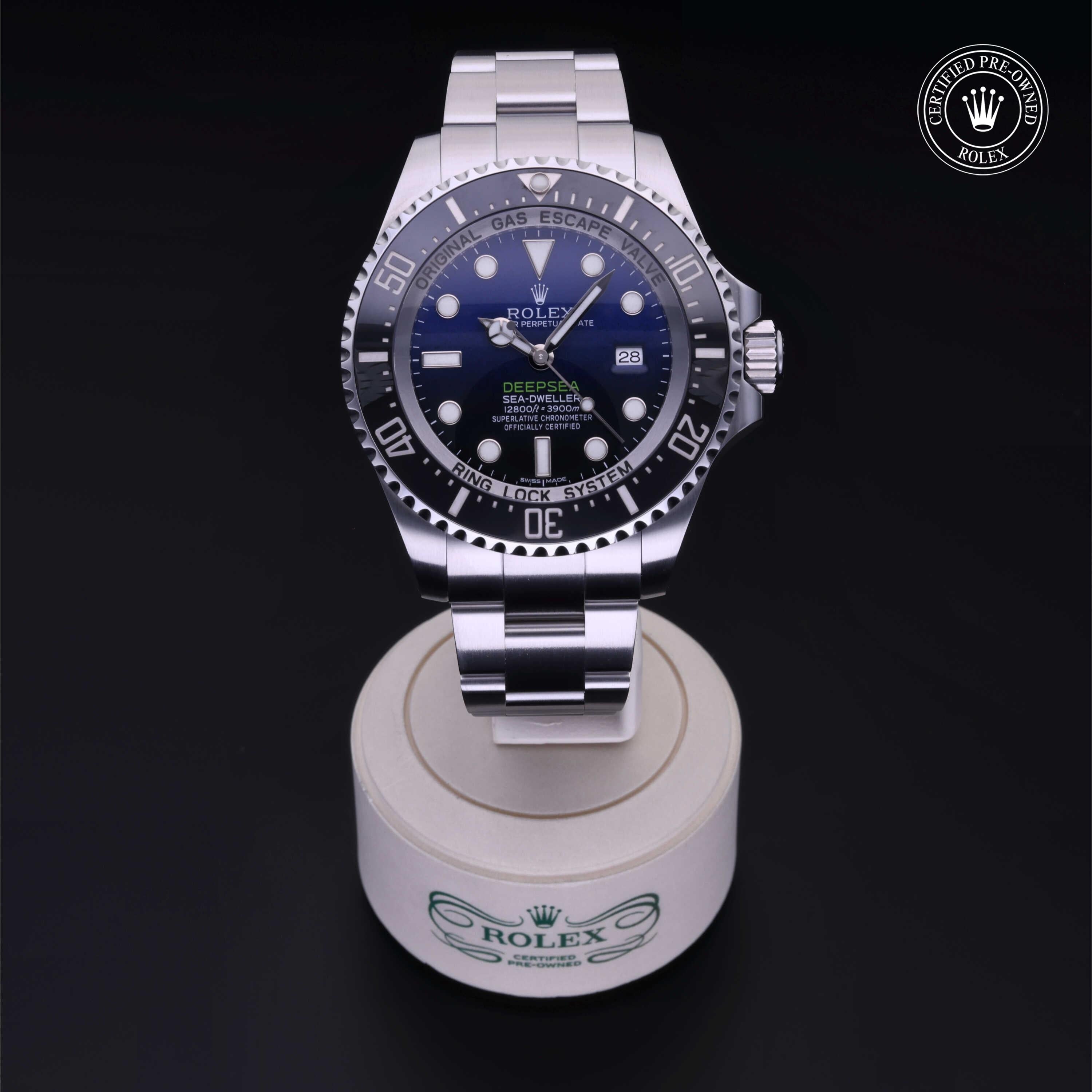 Rolex Certified Pre-owned Sea-Dweller M116660-0003 front on black background
