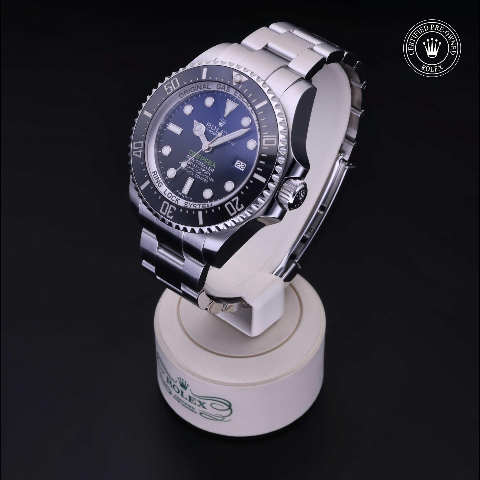 Rolex Certified Pre-owned Sea-Dweller M116660-0003 front on black background