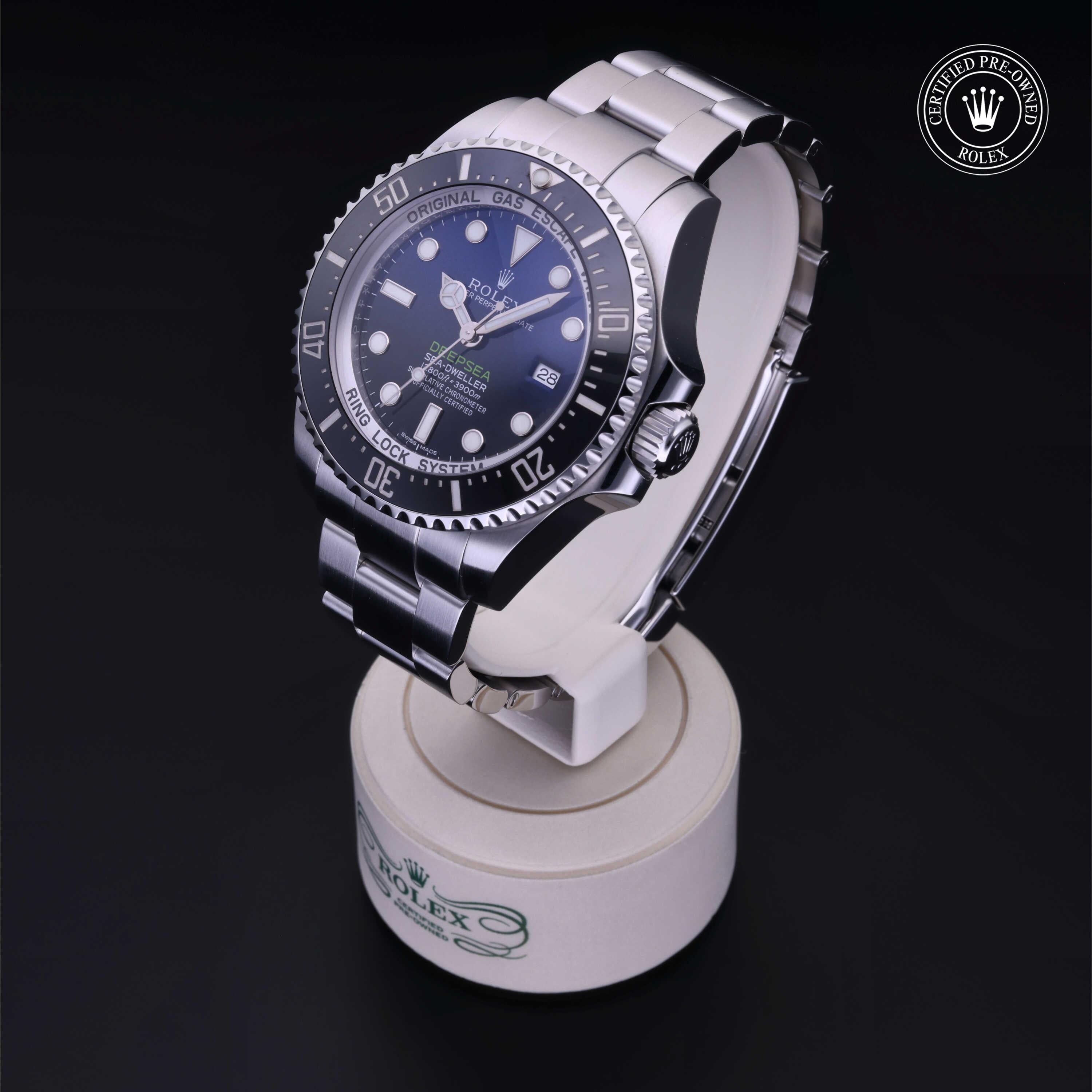 Rolex Certified Pre-owned Sea-Dweller M116660-0003 front on black background
