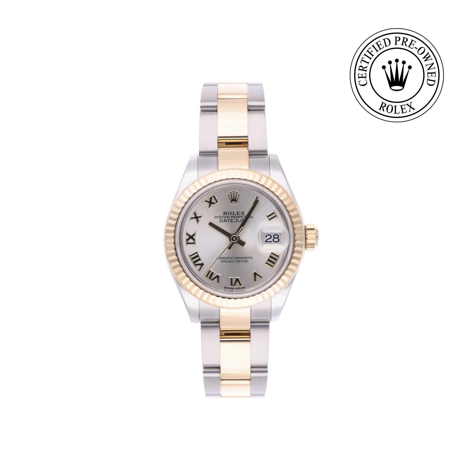 Rolex CPO Lady Datejust M279173 front on white background