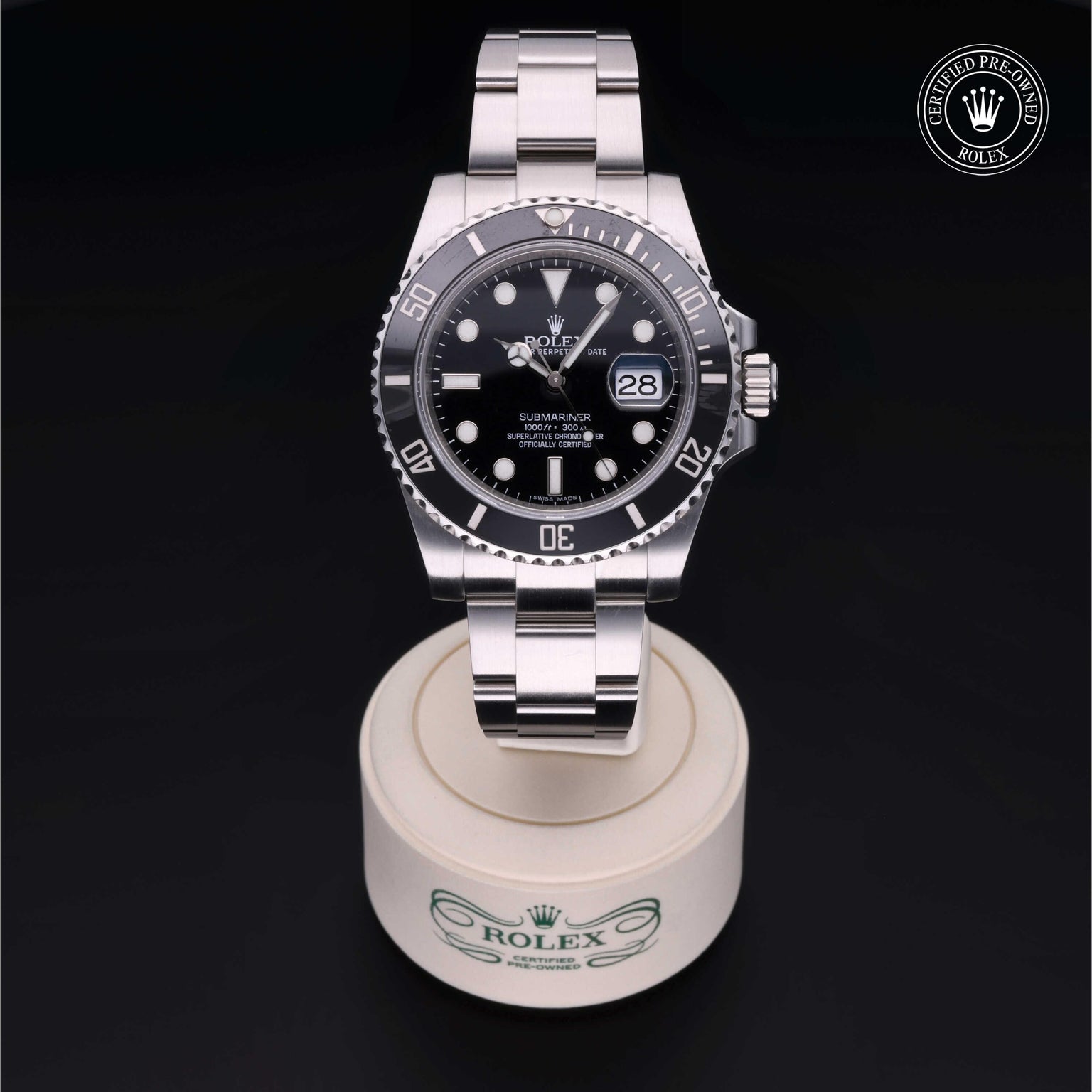 Rolex CPO Submariner M116610LN front on white background