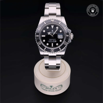 Rolex CPO Submariner M116610LN front on white background