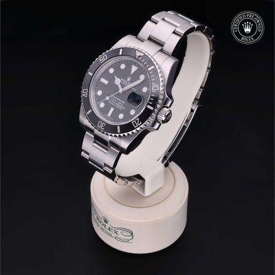 Rolex CPO Submariner M116610LN front on white background