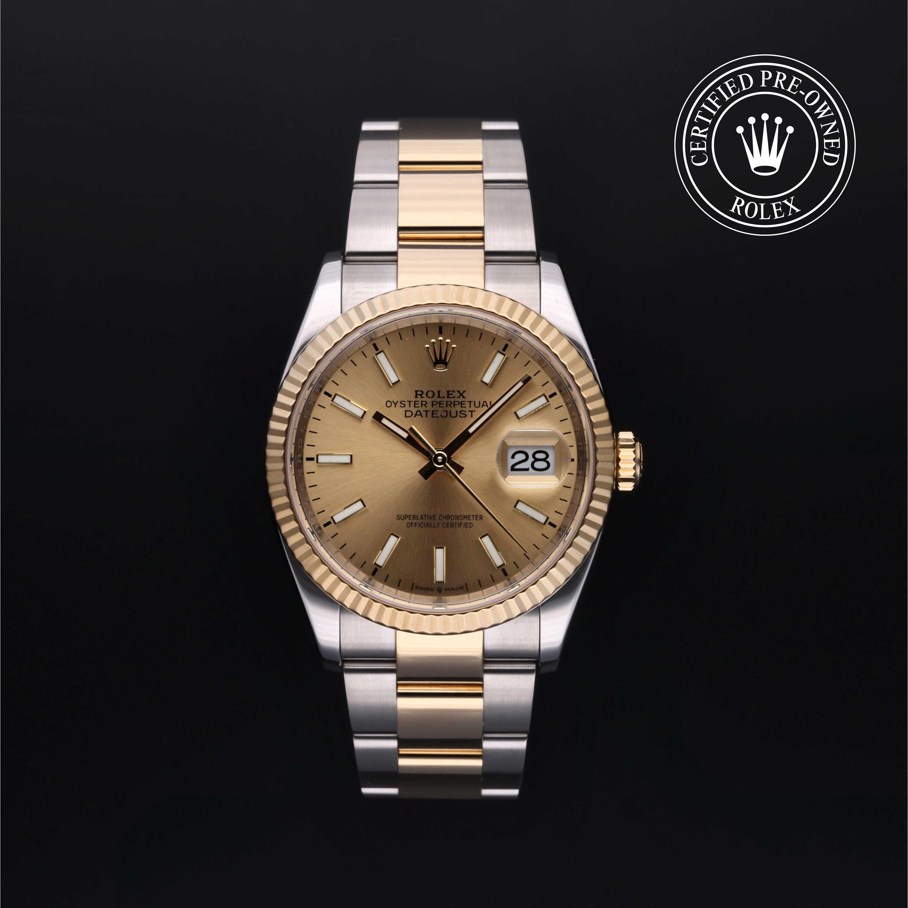 Rolex Certified Pre-owned Datejust M126233-0016 front on black background
