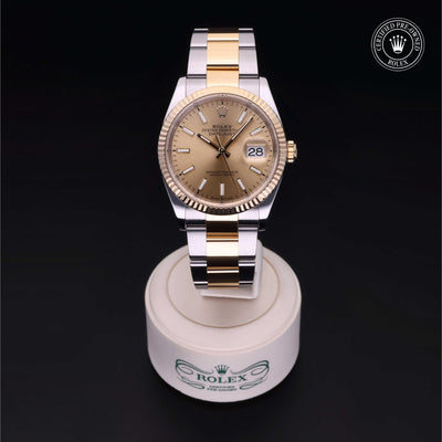 Rolex Certified Pre-owned Datejust M126233-0016 front on black background