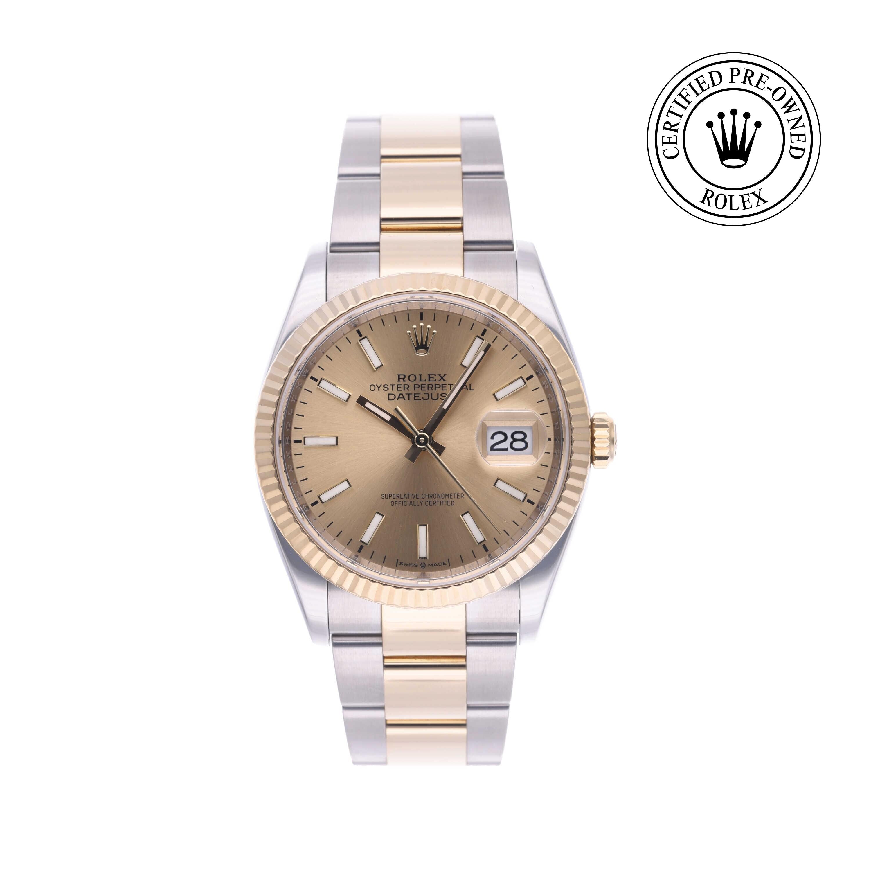 Rolex Certified Pre-owned Datejust M126233-0016 front on white background