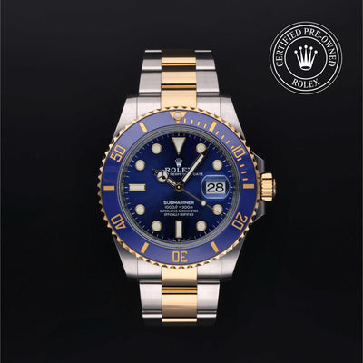 Rolex Certified Pre-owned Submariner M126613LB-0002 front on black background