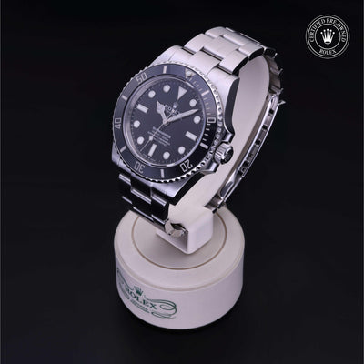 Rolex Certified Pre-owned Submariner M124060-0001 front on black background