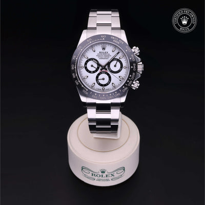 Rolex Certified Pre-owned Daytona M116500LN-0001 front on black background