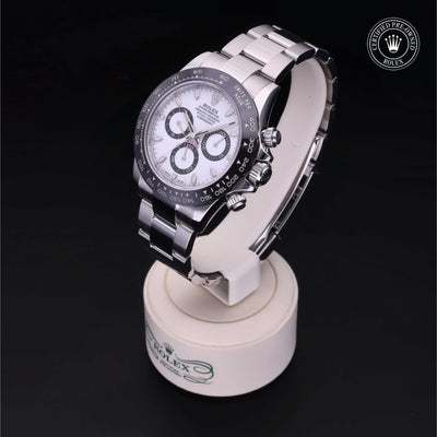 Rolex Certified Pre-owned Daytona M116500LN-0001 front on black background
