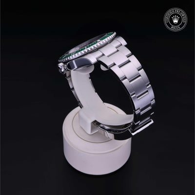 Rolex Certified Pre-owned Submariner M116610LV-0002 front on black background