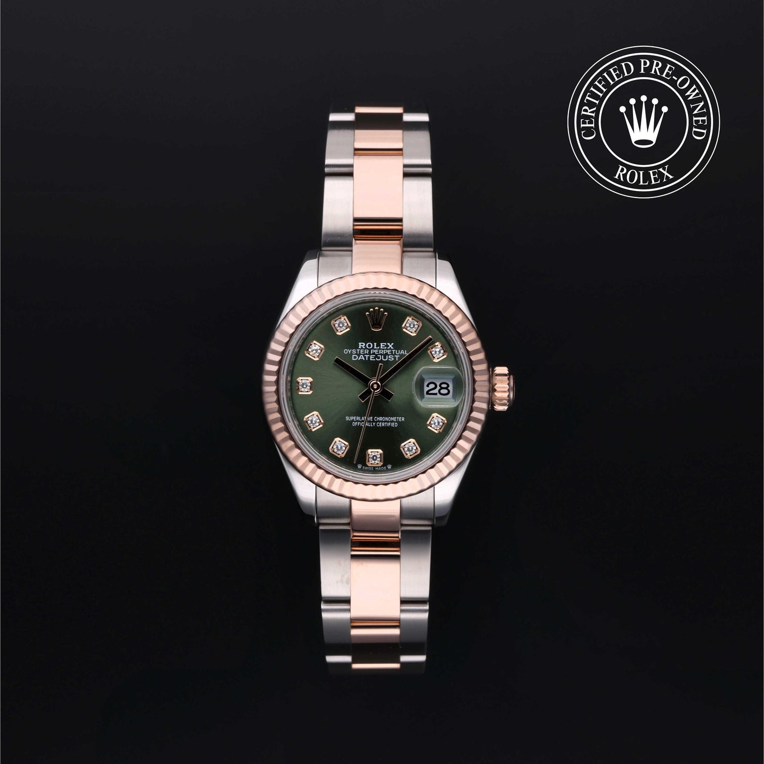 Rolex Certified Pre-owned Datejust M279171-0008 front on black background