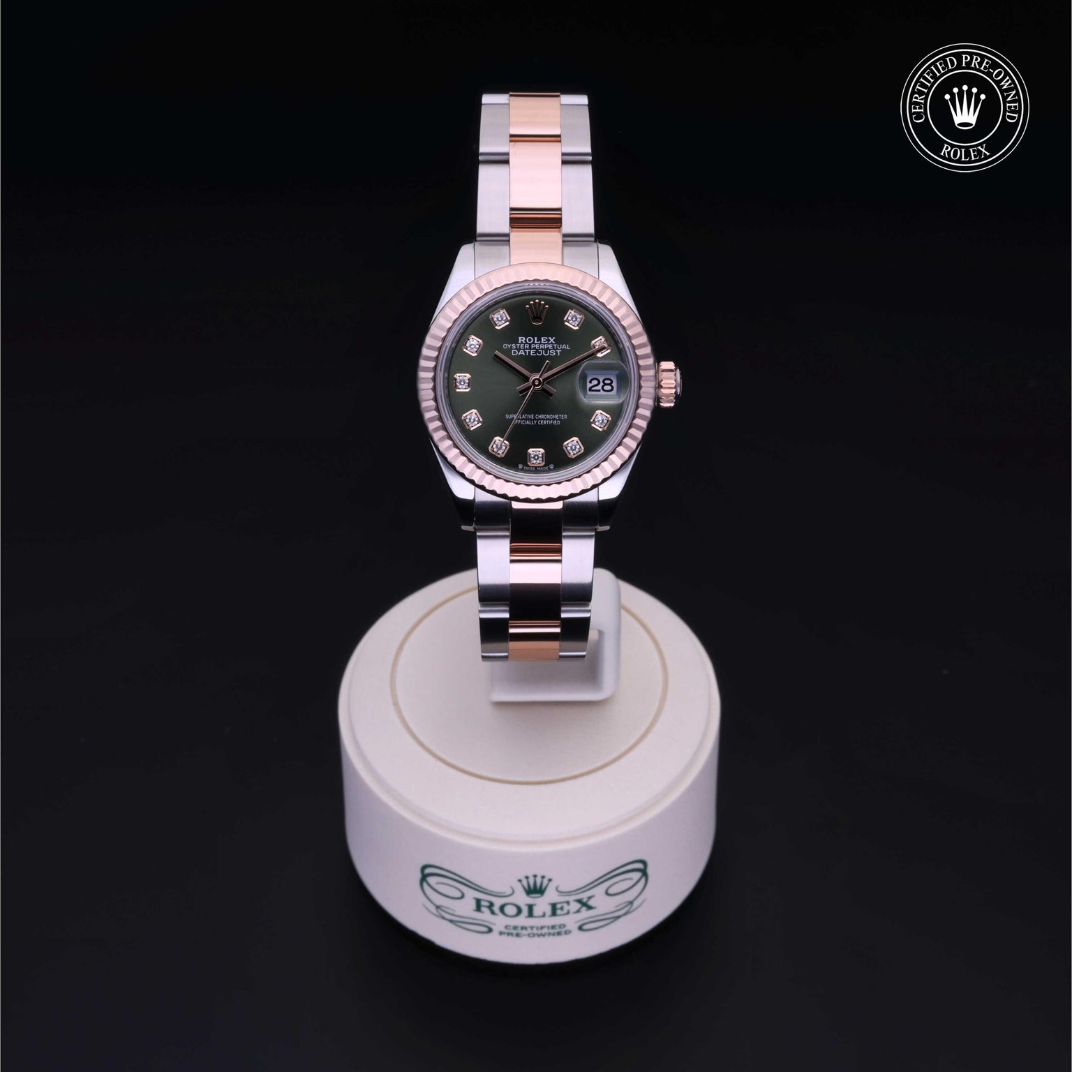 Rolex Certified Pre-owned Datejust M279171-0008 front on black background