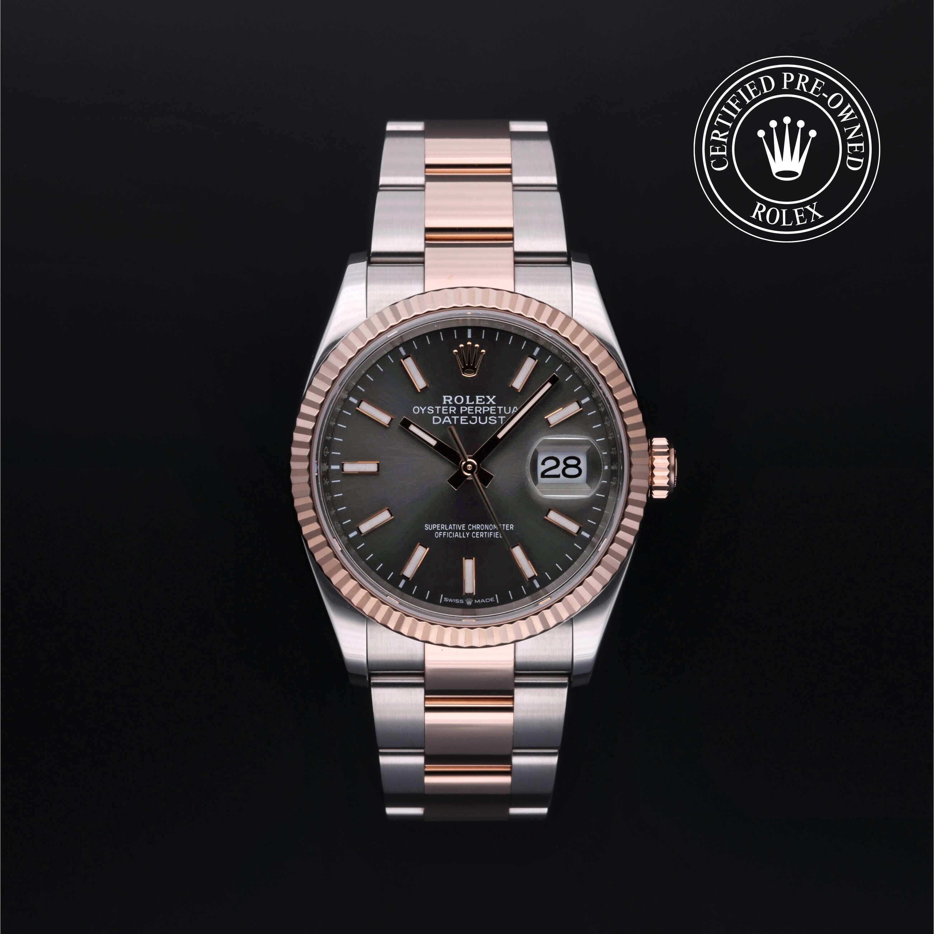 Rolex Certified Pre-owned Datejust M126231-0020 front on black background