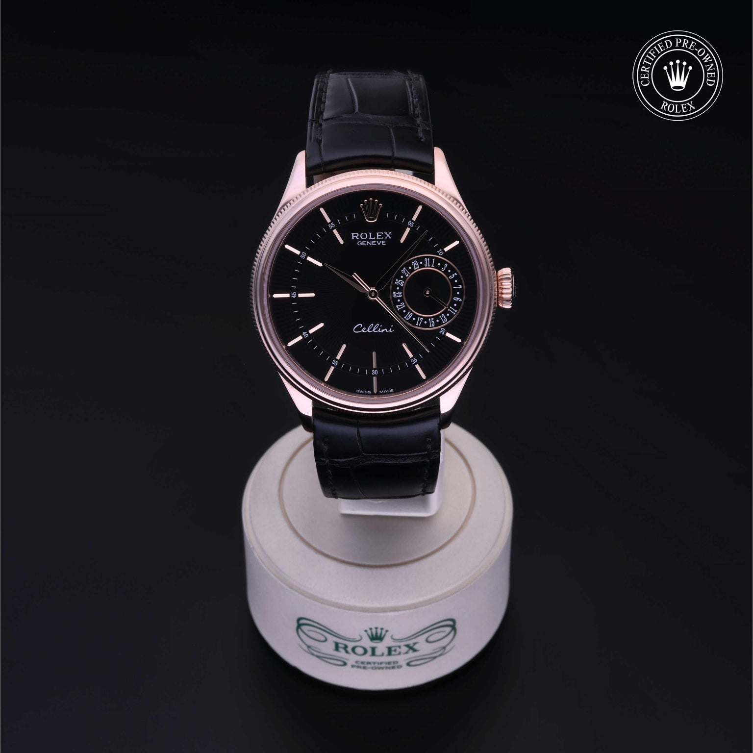Rolex Certified Pre-owned Cellini M50515-0002 front on black background