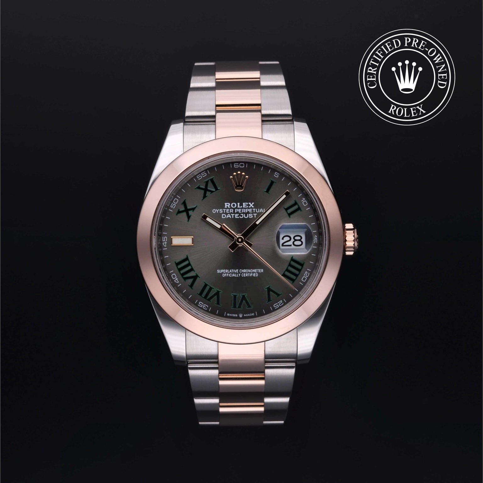 Rolex Certified Pre-owned Datejust M126301-0015 front on black background