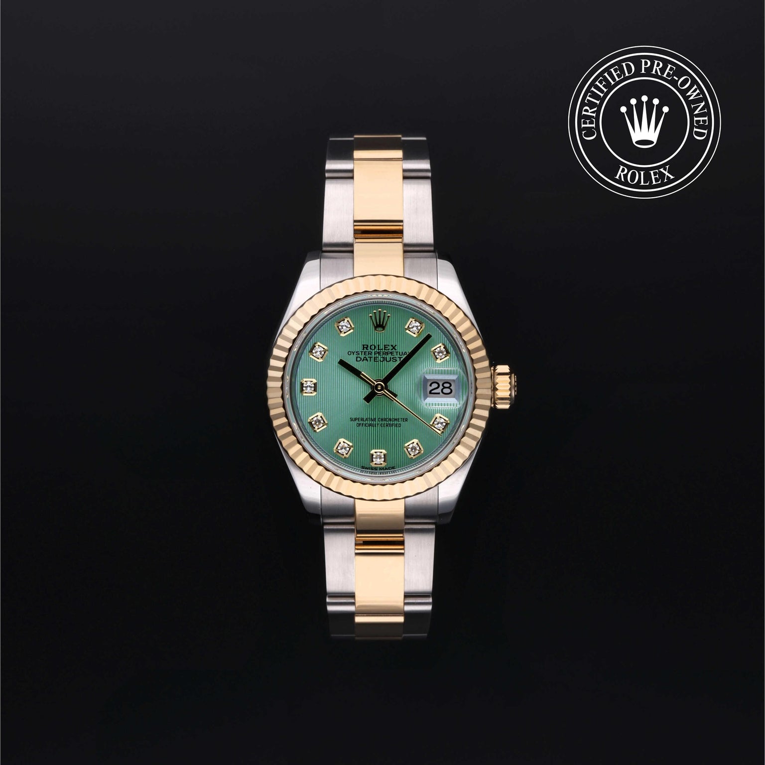 Rolex Certified Pre-owned Lady Datejust M279173-0016 front on black background