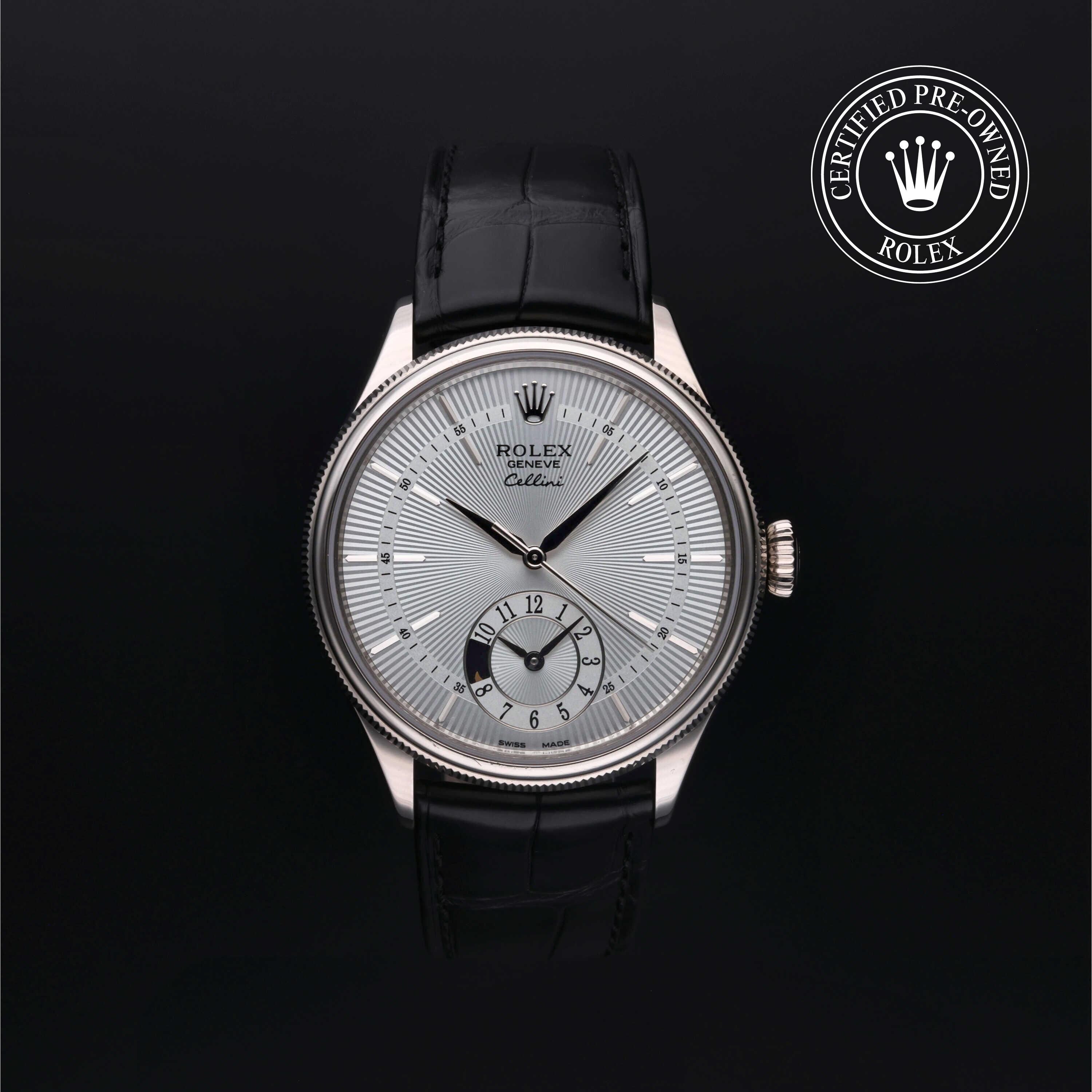 Rolex Certified Pre-owned Cellini M50529-0004 front on black background