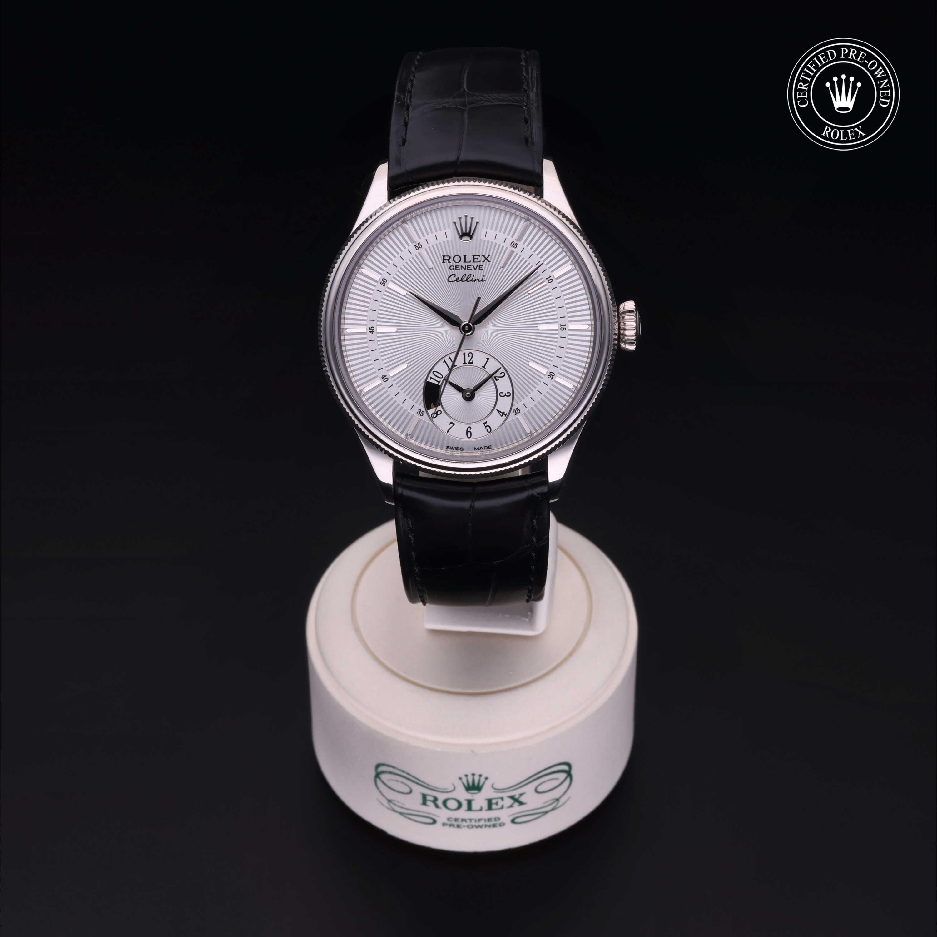 Rolex Certified Pre-owned Cellini M50529-0004 front on black background
