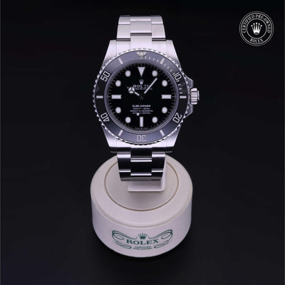 Rolex Certified Pre-owned Submariner M124060-0001 front on black background